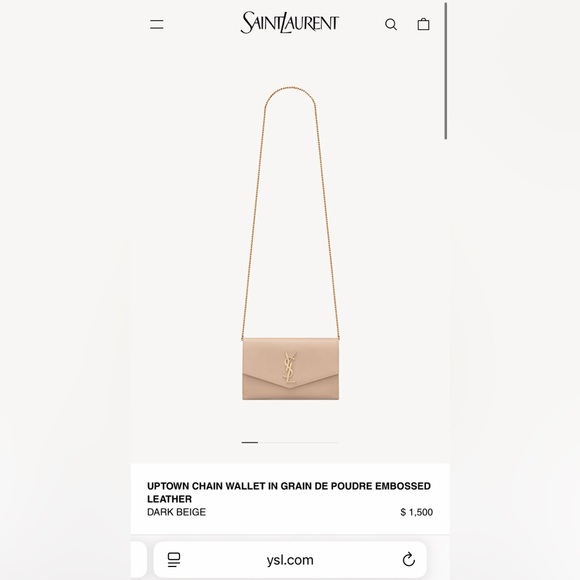 Yves Saint Laurent Uptown Chain Wallet in Grain De Poudre Embosses Leather - Picture 1 of 6
